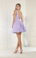 La Merchandise LA1896 Short Floral Embroidery A-line Homecoming Dress - - LA Merchandise