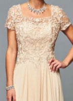 La Merchandise LADK305 Embroidered Short Sleeve Mother Of Bride Gown - - LAD