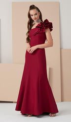 La Merchandise LAP3736 One Shoulder Mermaid Fitted Classy Formal Dress - Burgundy - LAP