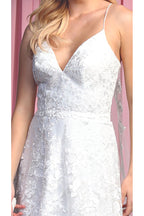 La Merchandise LA1885 Floral Lace Open Back Evening Prom Gown - - LA Merchandise