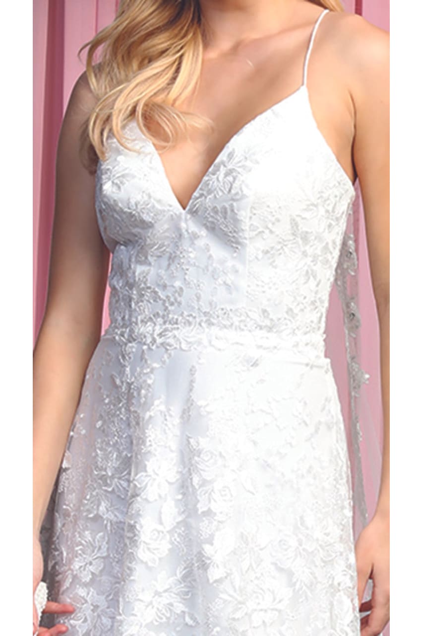 La Merchandise LA1885 Floral Lace Open Back Evening Prom Gown - - LA Merchandise