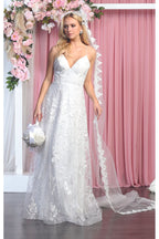 La Merchandise LA1885 Floral Lace Open Back Evening Prom Gown - - LA Merchandise