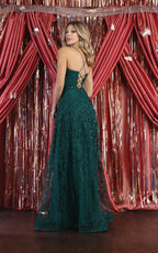 La Merchandise LA1885 Floral Lace Open Back Evening Prom Gown - - LA Merchandise