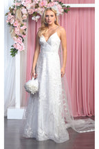 La Merchandise LA1885 Floral Lace Open Back Evening Prom Gown - - LA Merchandise