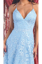 La Merchandise LA1885 Floral Lace Open Back Evening Prom Gown - - LA Merchandise