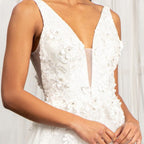 Flower Embroidered A-Line Dress - LAS3012 - Ivory - Dresses LAS