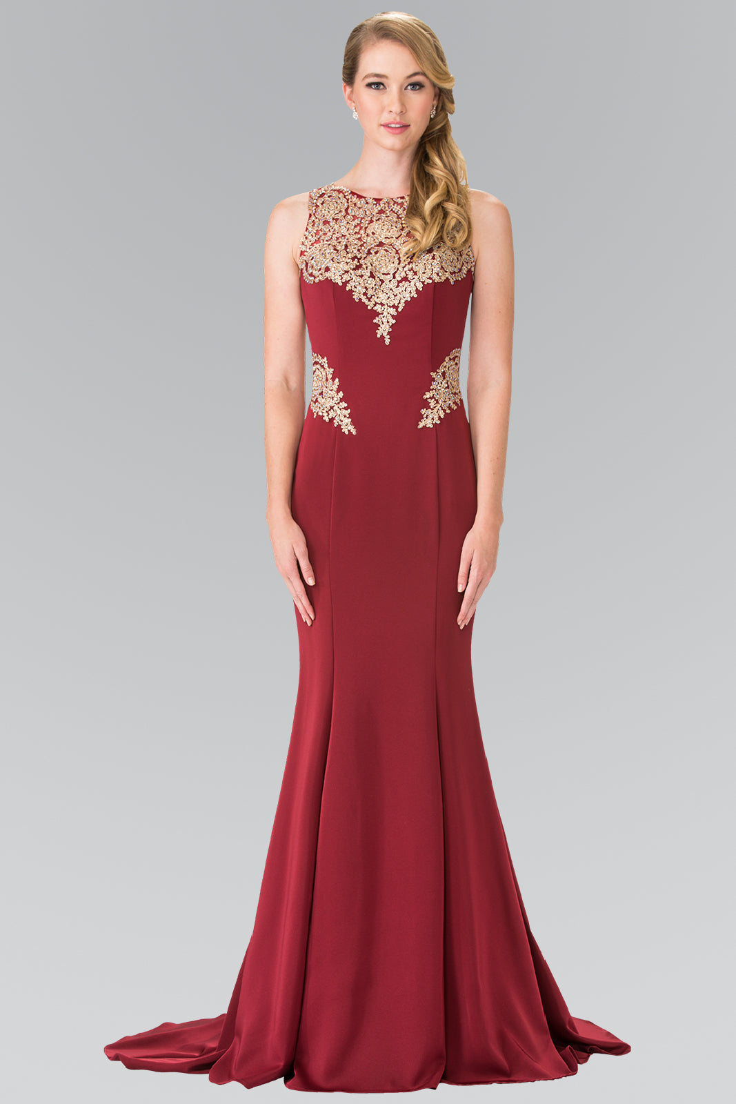 Formal Evening Gown - LAS2312 - BURGUNDY - LA Merchandise