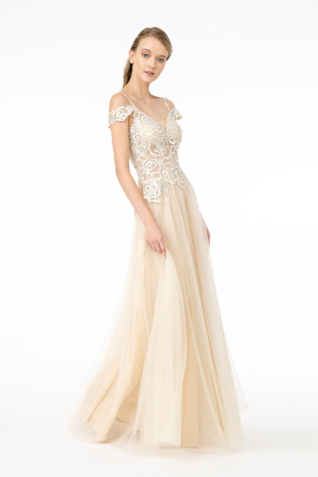 Formal Evening Gown - LAS2953 - CHAMPAGNE - LA Merchandise
