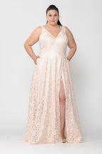 Formal Plus Size Lace Dresses - LAYW1020 - CHAMPAGNE - LAY