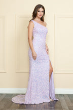Formal Sequined Prom Dress - LAY8874 - LAVENDER - LA Merchandise