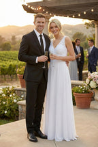 LA Merchandise LAV5233 Sleeveless V-Neck Beaded Bodice Bridal Gown - - Wedding Dresses LAV