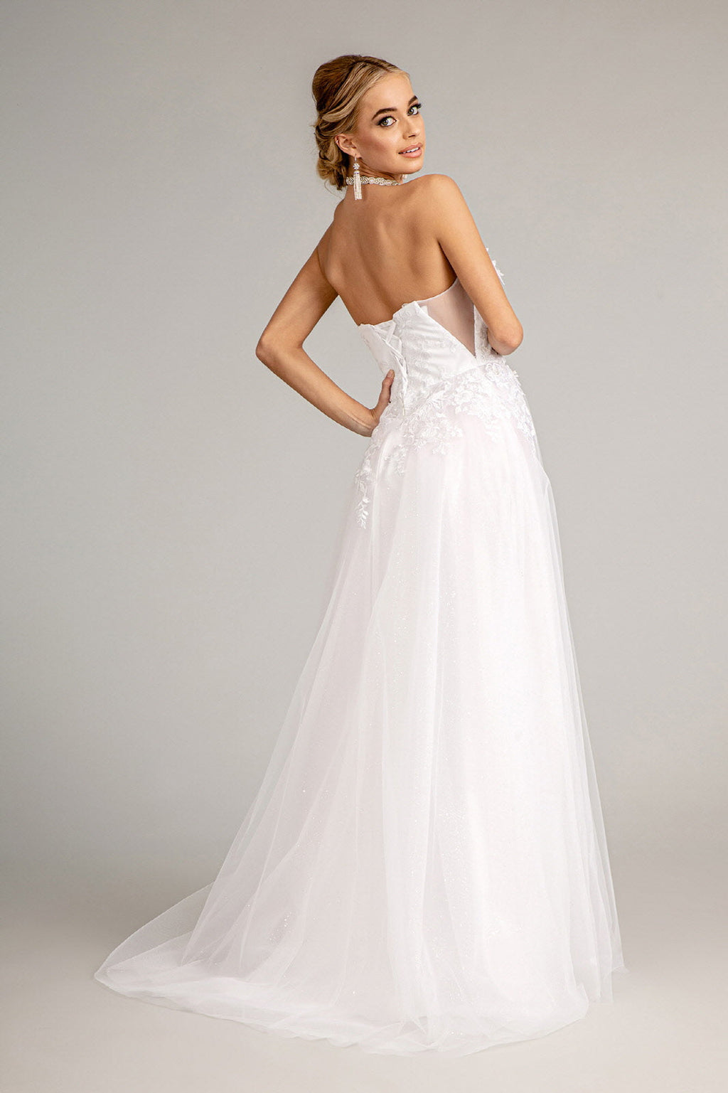 Glitter Embellished Wedding Dress - LAS3010 - - Dresses LA Merchandise