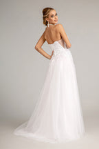 Glitter Embellished Wedding Dress - LAS3010 - - Dresses LA Merchandise