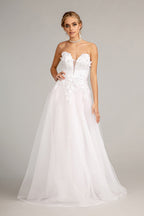Glitter Embellished Wedding Dress - LAS3010 - - Dresses LA Merchandise