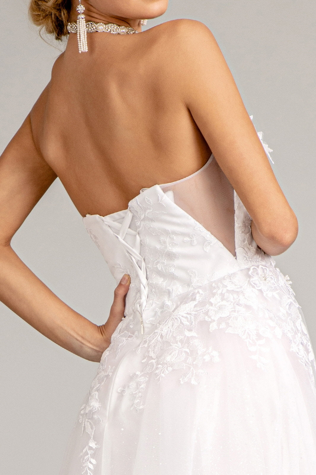 Glitter Embellished Wedding Dress - LAS3010 - - Dresses LA Merchandise