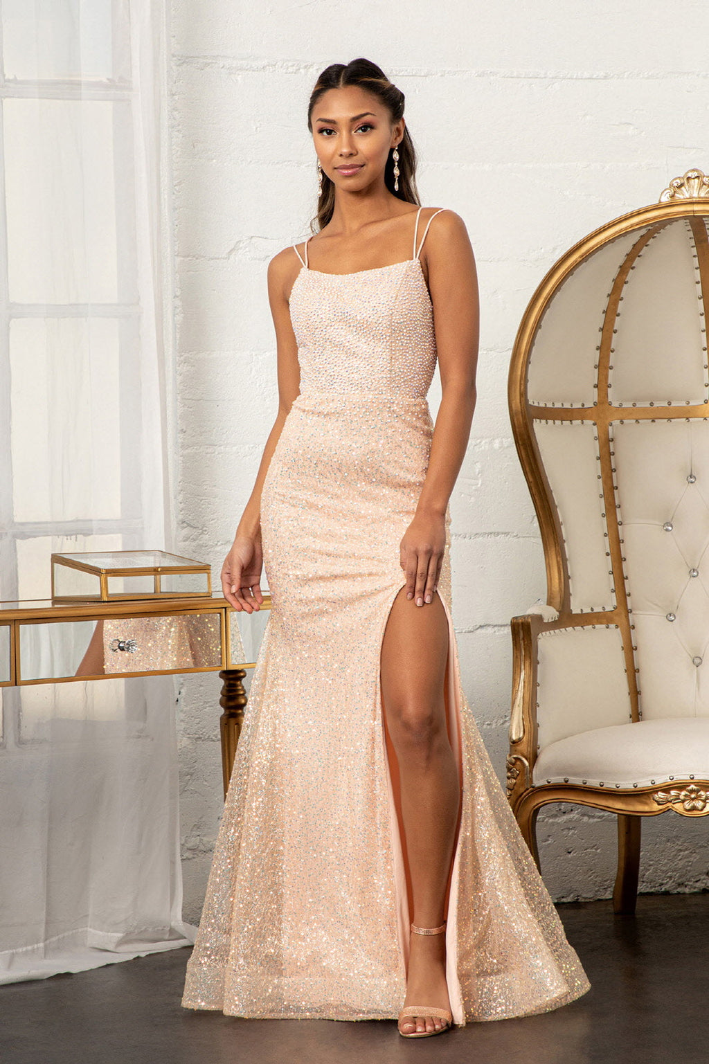 High Slit Embellished Mermaid Dress - LAS3052 - - Dresses LAS
