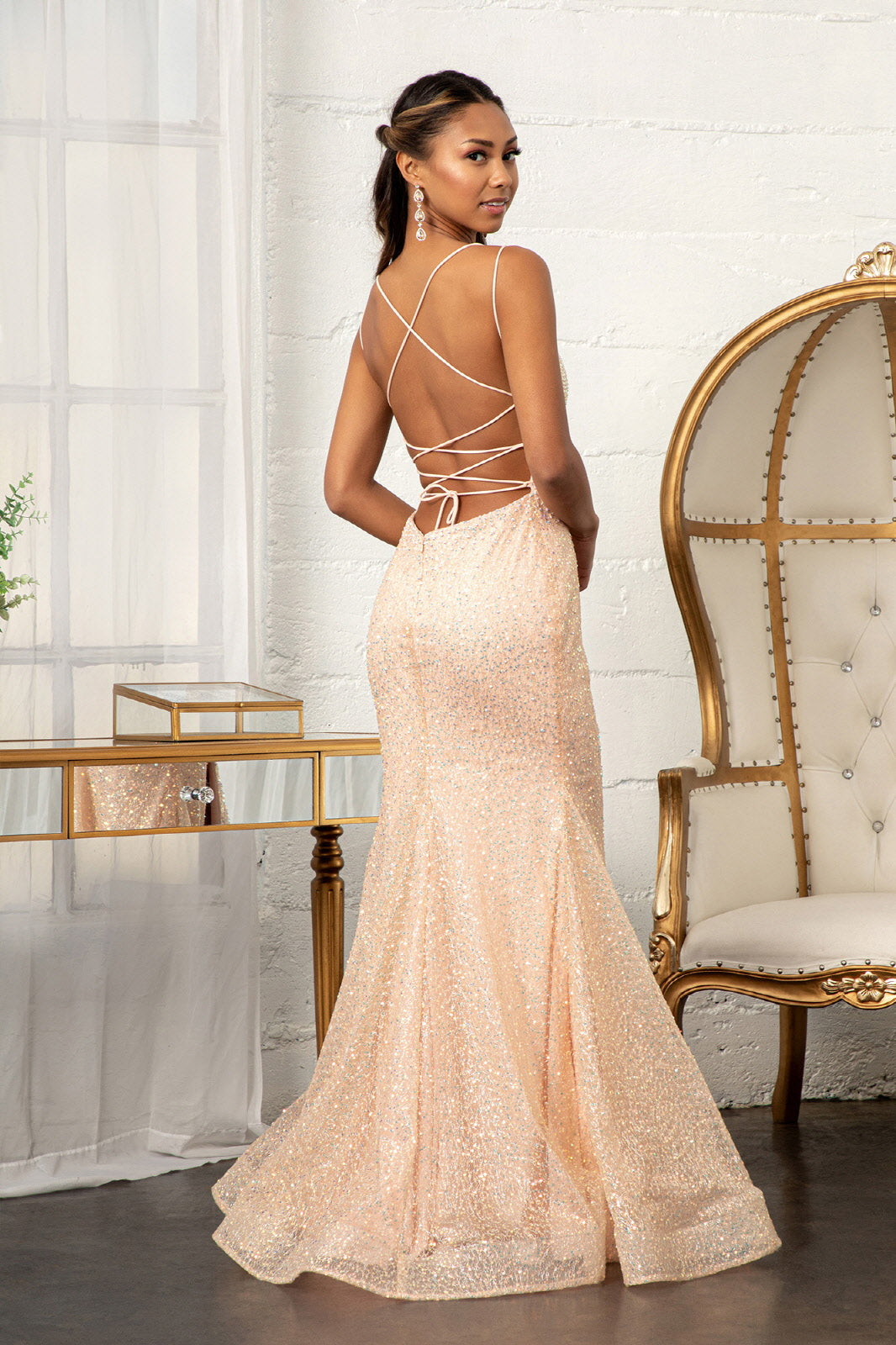 High Slit Embellished Mermaid Dress - LAS3052 - - Dresses LAS