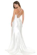 Wholesale Satin Lace-Up Back Gown with Side Slit and Spaghetti Straps Wedding Dress By LAF8158 - - Dress LAF