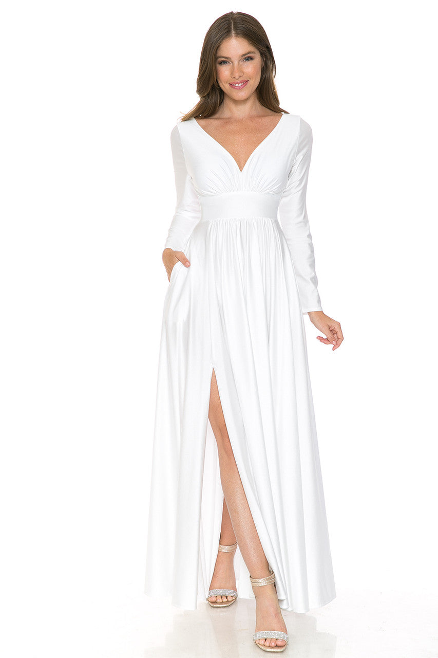 Wholesale Wedding Dress Deep V-Neck A-Line Bridal Gown by LAF5231 - Ivory - Dress LAF