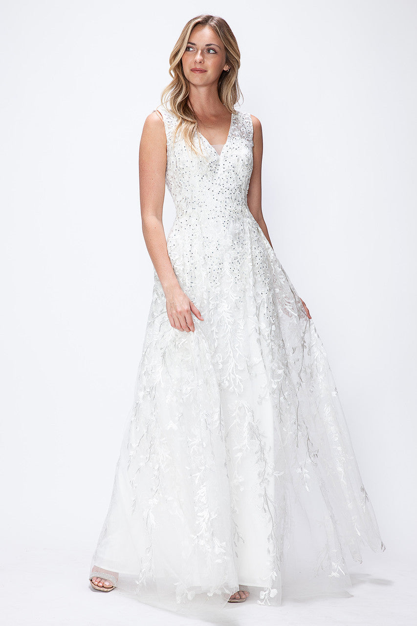 Wholesale Wedding Dress V-Neck Sleeveless Bridal Gown By LAF8337 - IVORY - Dress LAF