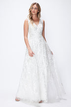 Wholesale Wedding Dress V-Neck Sleeveless Bridal Gown By LAF8337 - IVORY - Dress LAF