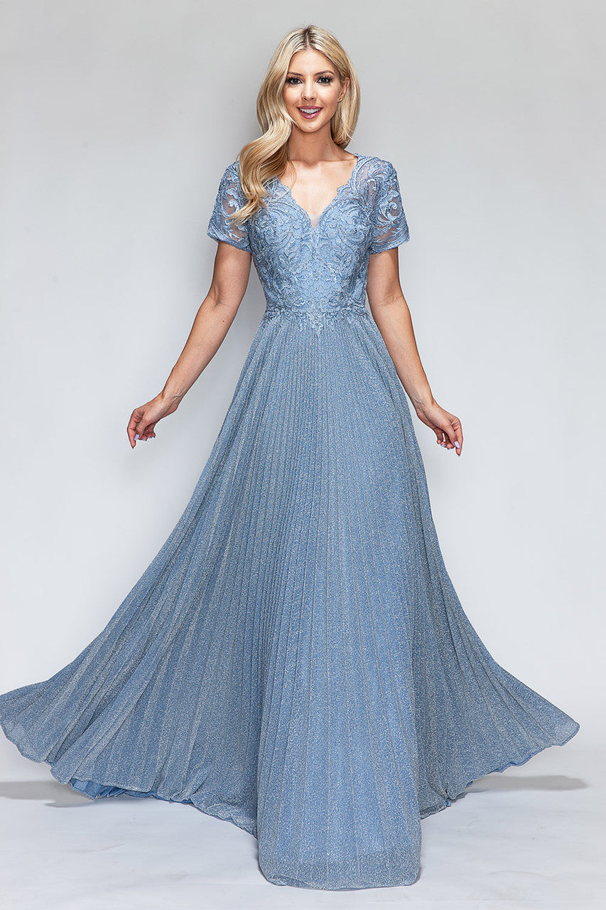 La Merchandise LAF8139 Pleated Mother Of Bride Formal Wholesale Gown - PERRY BLUE - LAF