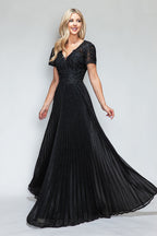 La Merchandise LAF8139 Pleated Mother Of Bride Formal Wholesale Gown - BLACK - LAF
