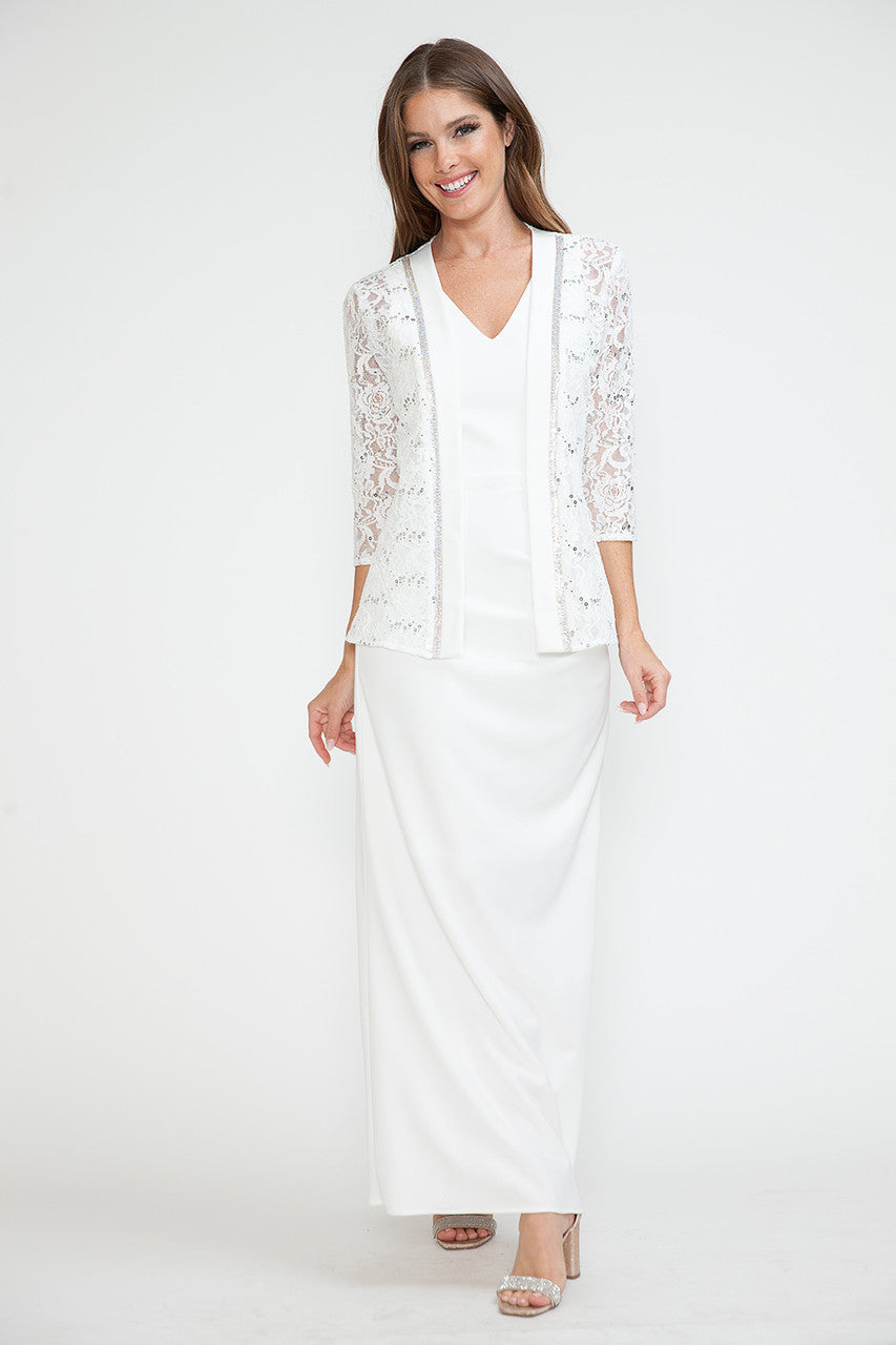 Wholesale Wedding Dress 3/4 Sleeve jacket Engagement Gown By LAF5293 - IVORY - Dress LAF