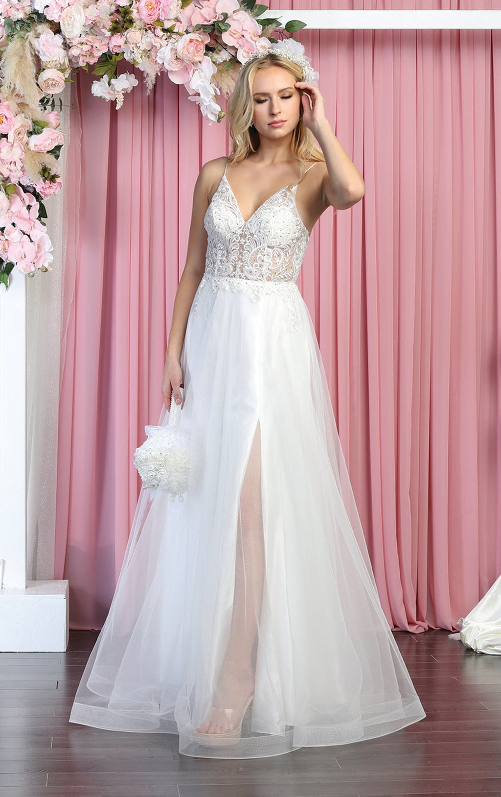 Ivory A-line Wedding Gown - LA1830 - IVORY - Dress LA Merchandise