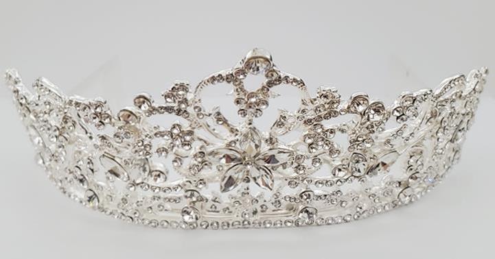Statement Silver Quinceanera Tiara Crown With Side Pins By LADJ048 - - Tiaras LAD