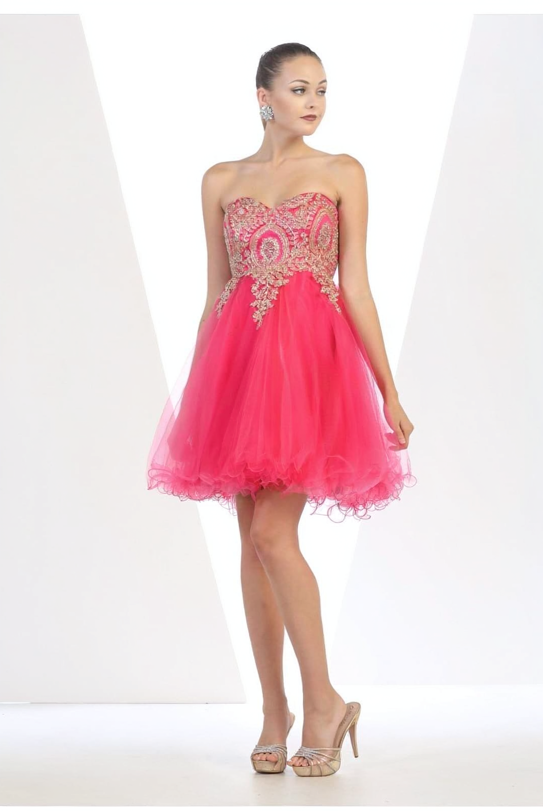 La Merchandise LA1414 Strapless Short Wholesale Homecoming Party Dress - FUCHSIA - LA Merchandise