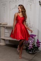 LA Merchandise LA1654 Spaghetti Straps Pockets Simple Hoco Dress - - Short Dress LA Merchandise