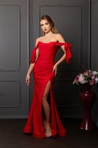 La Merchandise LA1858 Bow Tie Straps Bridesmaids Wholesale Gowns - RED - LA Merchandise