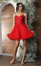 La Merchandise LA1888 Cute Fit & Flare Short Homecoming Party Dress - RED - LA Merchandise