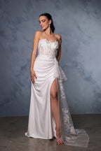 Wholesale Wedding Gown High Slit Sweetheart Bridal Dress By LA2072 - - Dresses LA Merchandise, Inc.