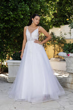 Wholesale Engagement Dress Plunging Neck A-Line Dress By LA2135 - IVORY - Dress LA Merchandise