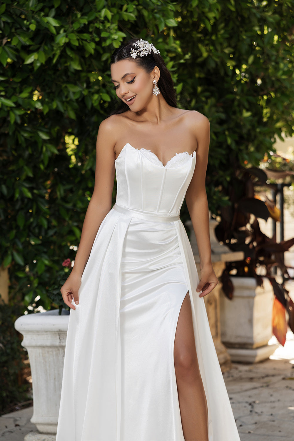 Wholesale Wedding Dress Strapless High Slit A-Line Gown By LA2144 - - Dress LA Merchandise