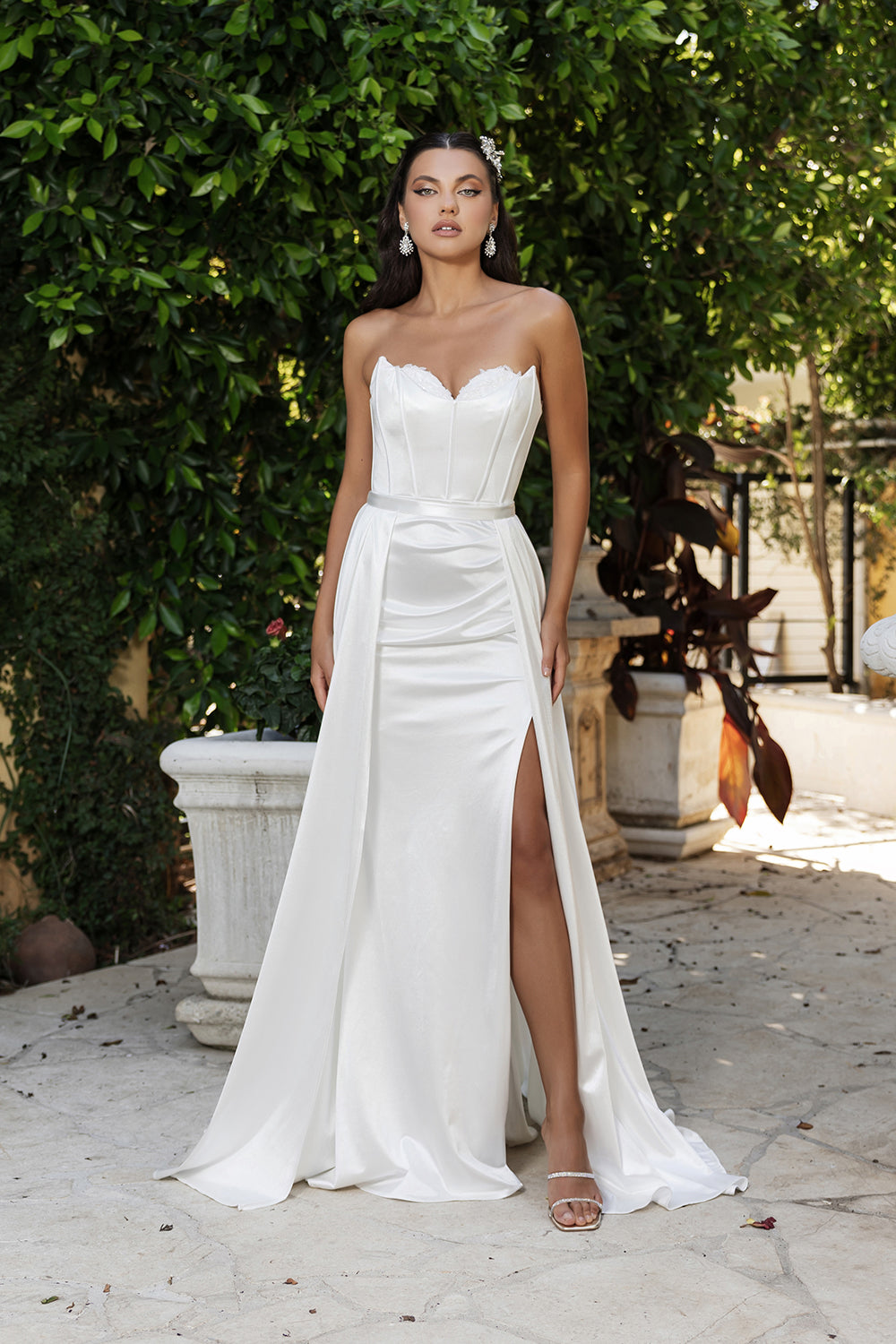 Wholesale Wedding Dress Strapless High Slit A-Line Gown By LA2144 - IVORY - Dress LA Merchandise