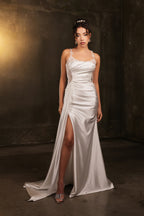 Wholesale Bridal Dress Square Neck Sleeveless Wedding Gown By LA2145 - IVORY - Dress LA Merchandise