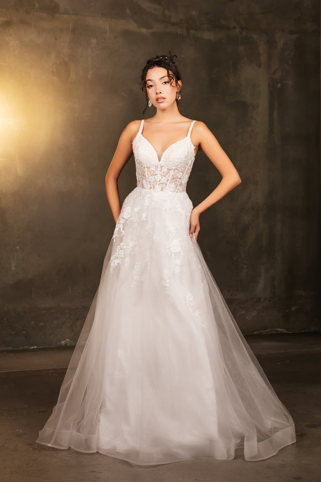 Wholesale Bridal Dress Plunging V-Neck A-Line Wedding Gown By LA2165 - IVORY - Dress LA Merchandise