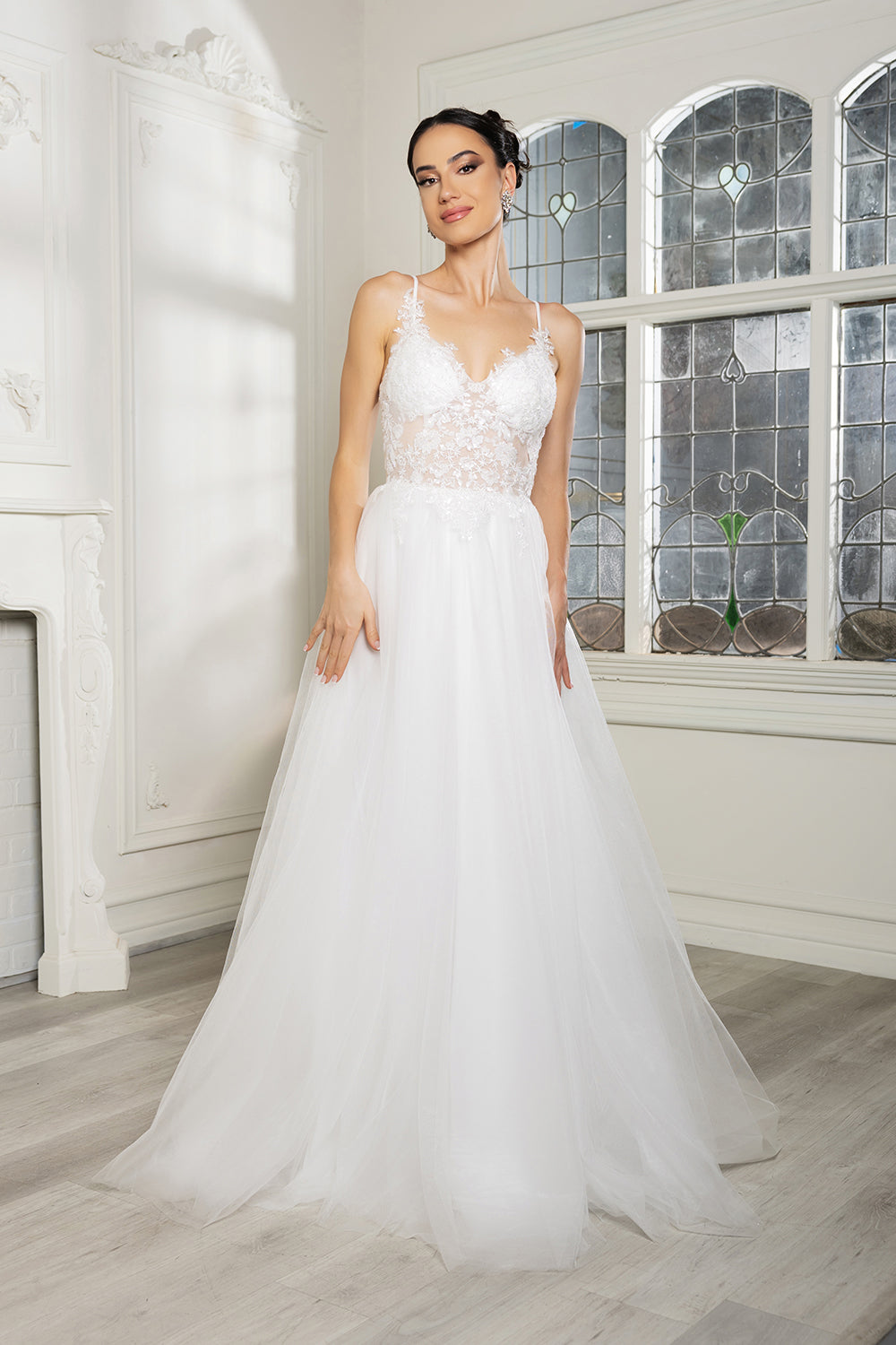Wholesale Wedding Dress V-Neck Sequin Gown By LA2167 - IVORY - Dress LA Merchandise
