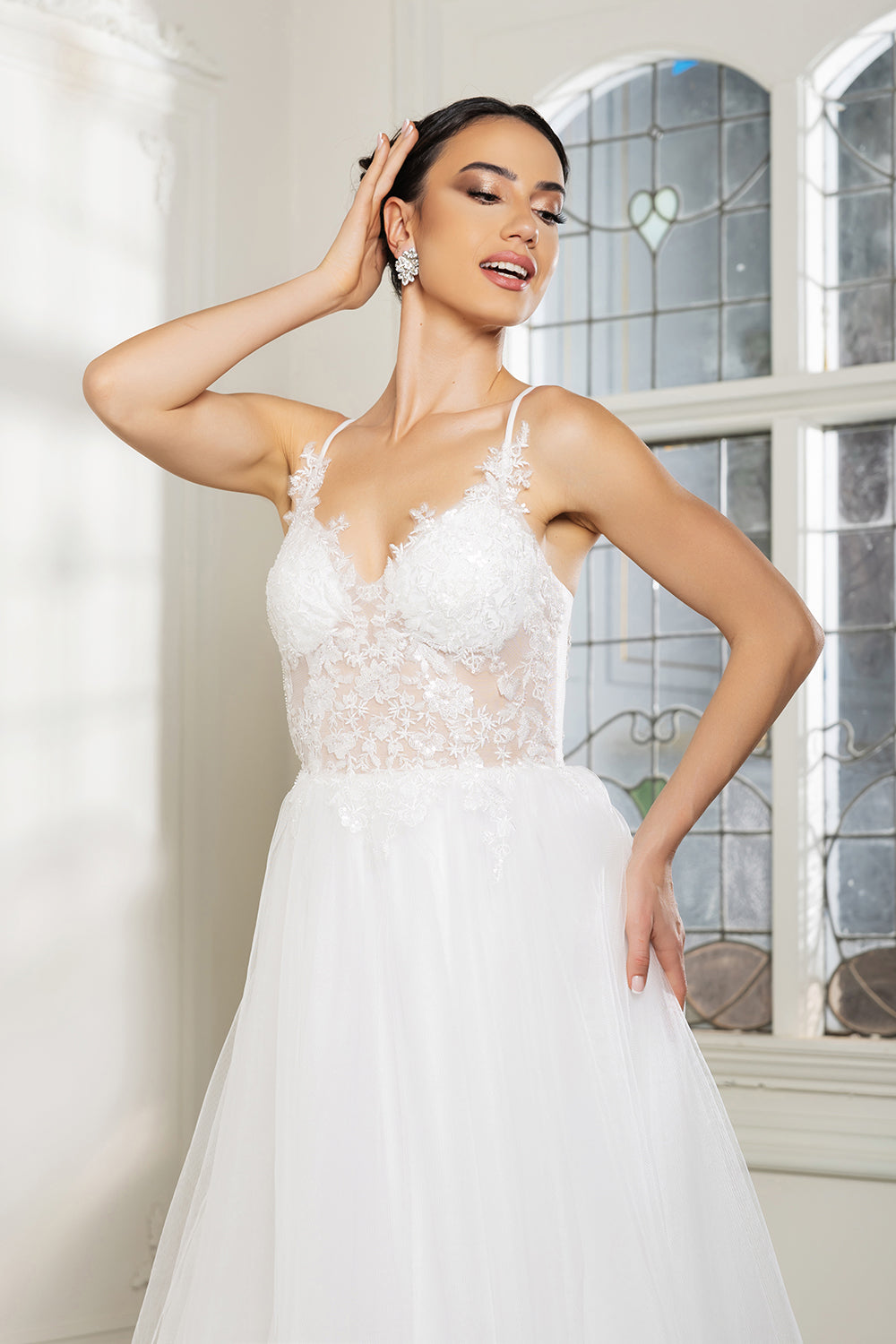 Wholesale Wedding Dress V-Neck Sequin Gown By LA2167 - - Dress LA Merchandise