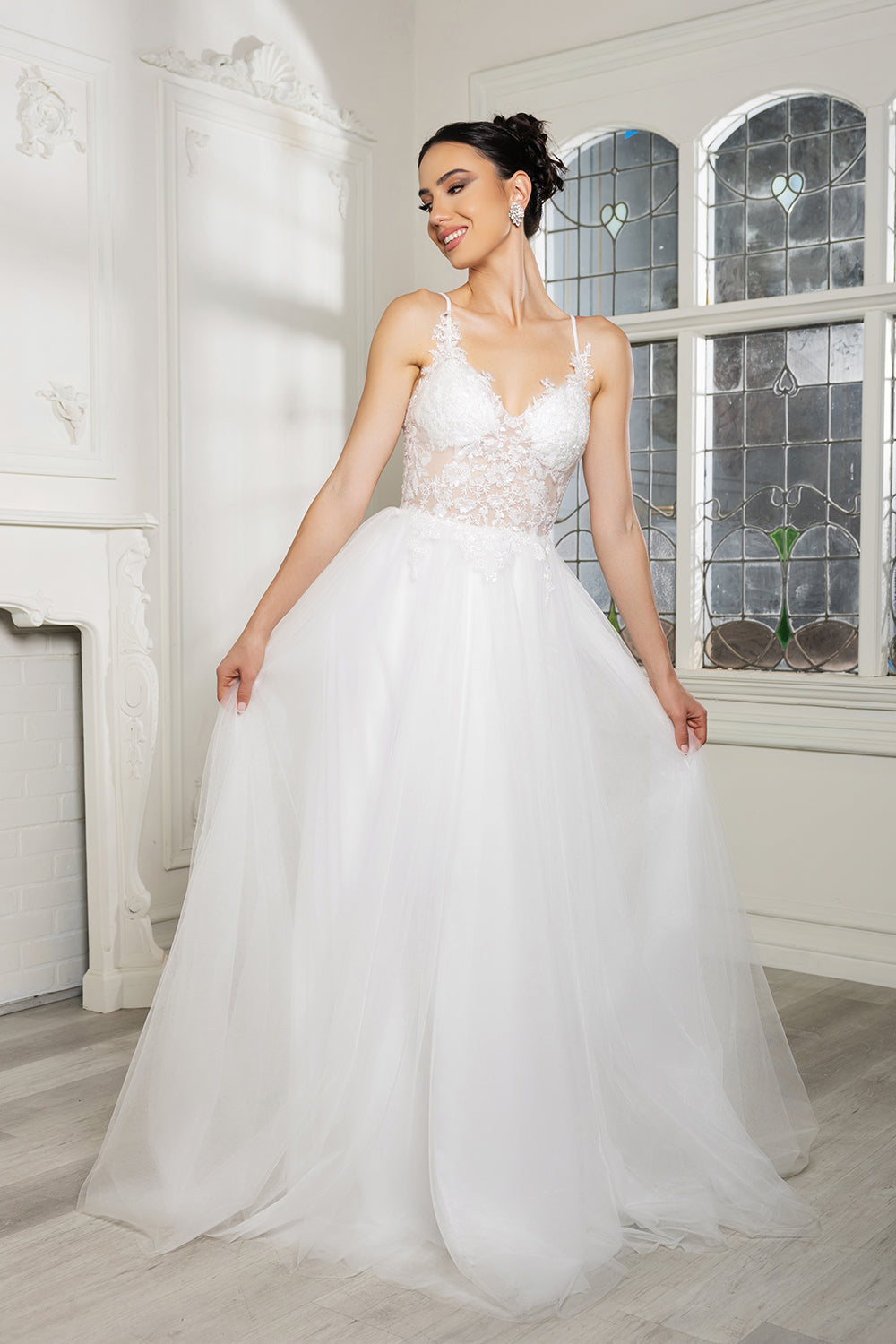 Wholesale Wedding Dress V-Neck Sequin Gown By LA2167 - - Dress LA Merchandise