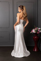 Wholesale Elegant Satin Mermaid Wedding Dress Strapless Lace Corset Bridal Gown by LA2186 - - Prom Dress LA Merchandise