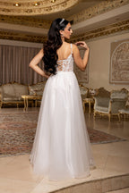 Wholesale A-Line Lace Bodice Bridal Gown with Tulle Skirt Spaghetti Straps Wedding Dress by LA2212 - - Wedding Dress LA Merchandise