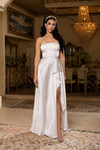 Wholesale Strapless Satin A-Line Bridal Gown with Side Ruffle & Lace-Up Back Dress by LA2228 - - Wedding Dress LA Merchandise
