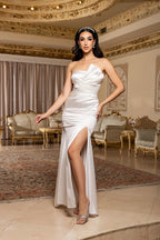 Wholesale Strapless Sweetheart Cross-Ruched Stretch Satin Mermaid Bridal Wedding Gown by LA2238 - - Wedding Dress LA Merchandise