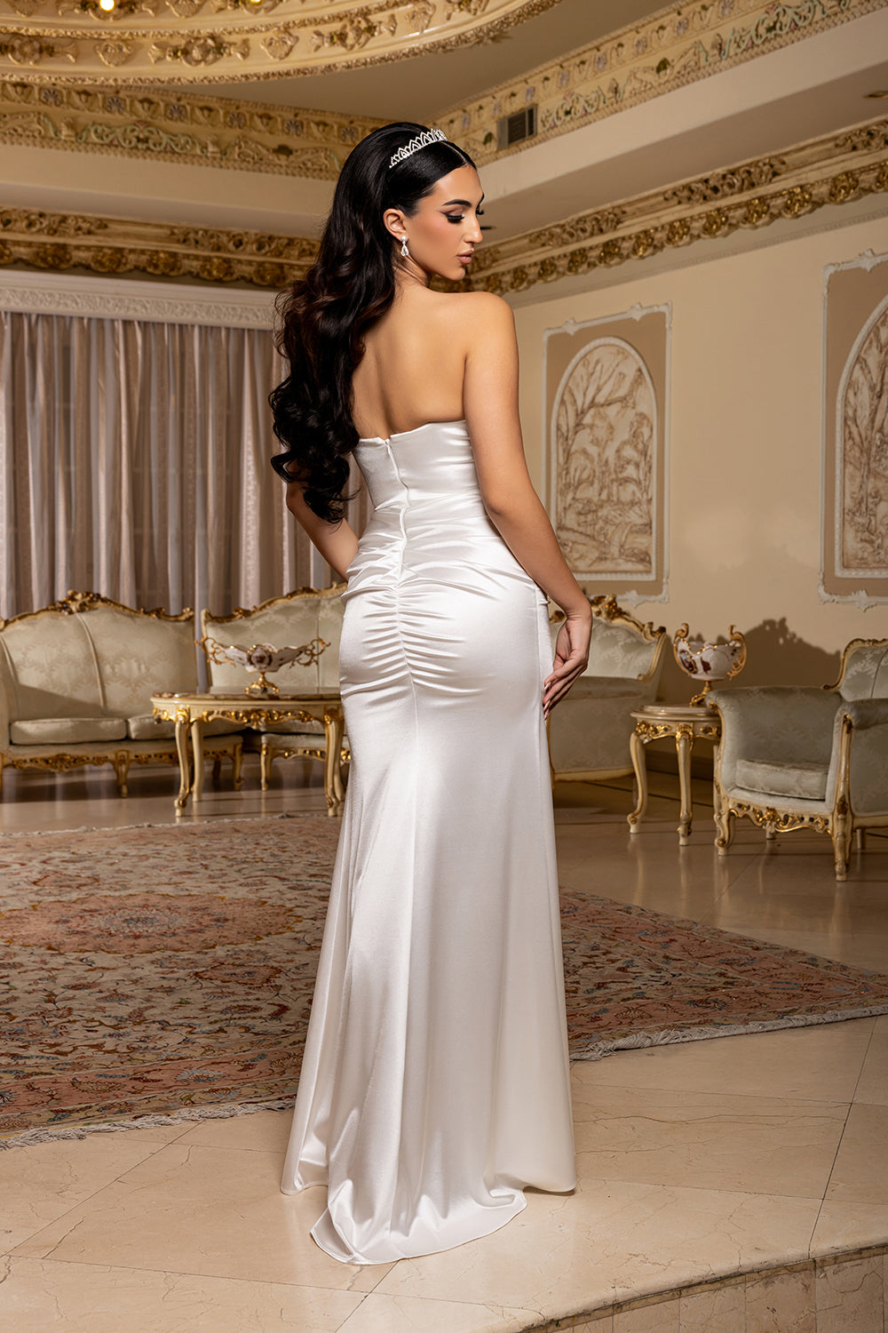 Wholesale Strapless Sweetheart Cross-Ruched Stretch Satin Mermaid Bridal Wedding Gown by LA2238 - - Wedding Dress LA Merchandise