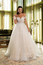 Wholesale Wedding Dress Off Shoulder Sequin Sweet 16 Gown By LA244 - IVORY NUDE - Dress LA Merchandise