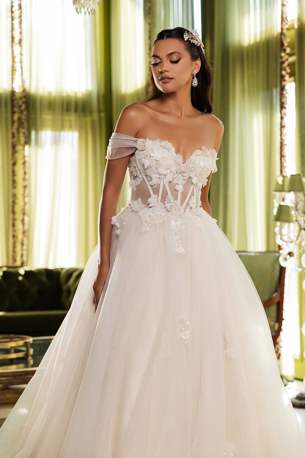 Wholesale Wedding Dress Off Shoulder Sequin Sweet 16 Gown By LA244 - - Dress LA Merchandise
